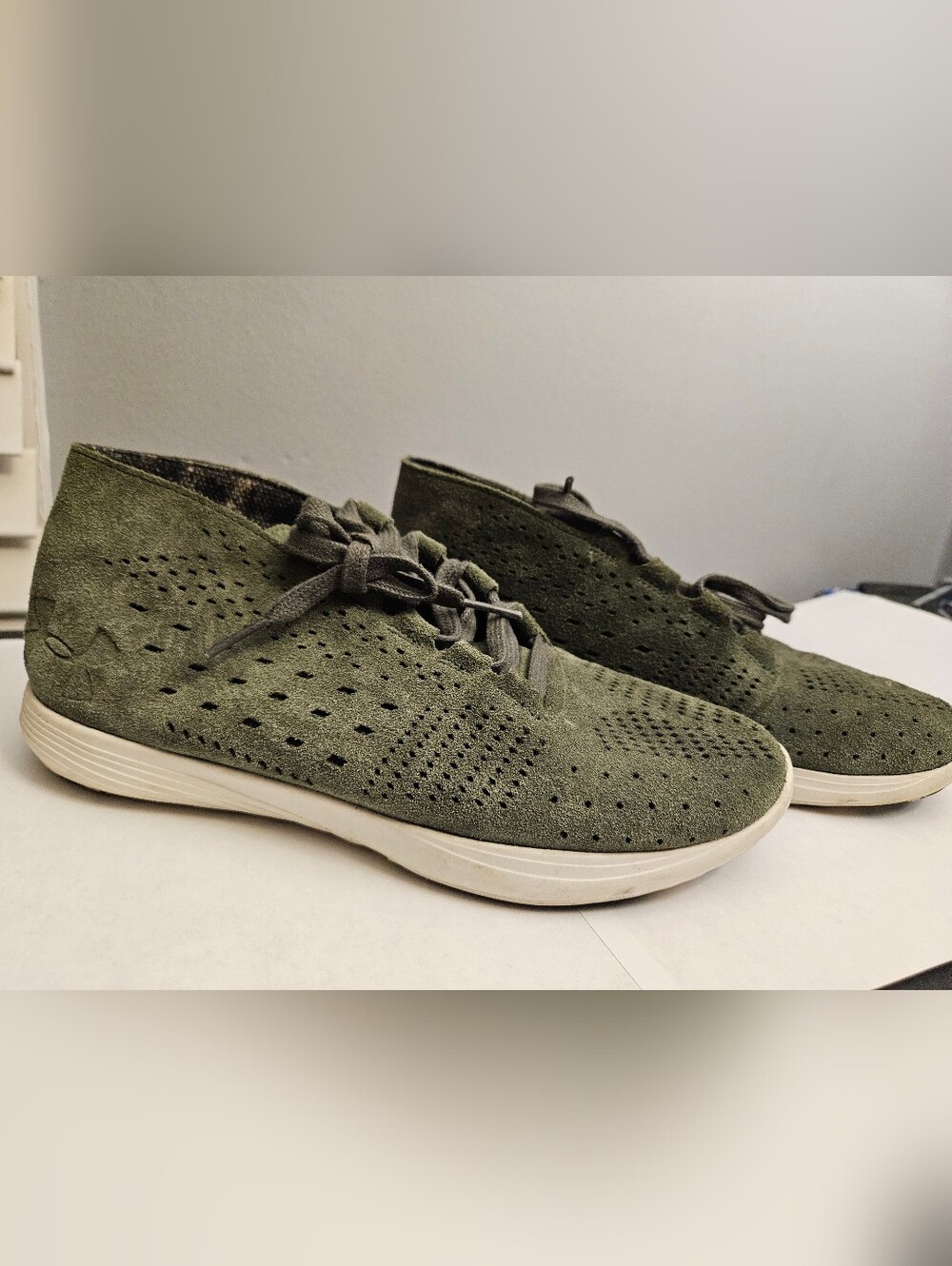 Under Armour Olive Lace-Up Perforated Women’s Athletic Slip-On